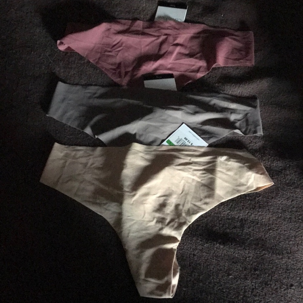 3 NWT Calvin Klein thong no show panties